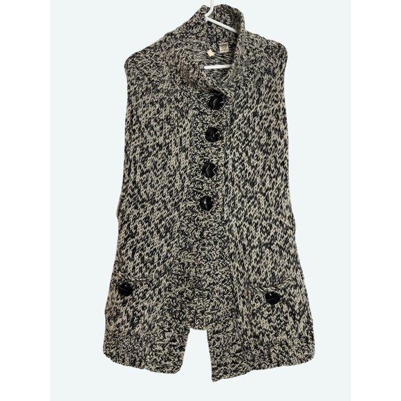 Anthropologie Moth Cable Knit Sleeveless Cowl Neck Sweater‎ Vest Marled Gray S - Picture 1 of 8